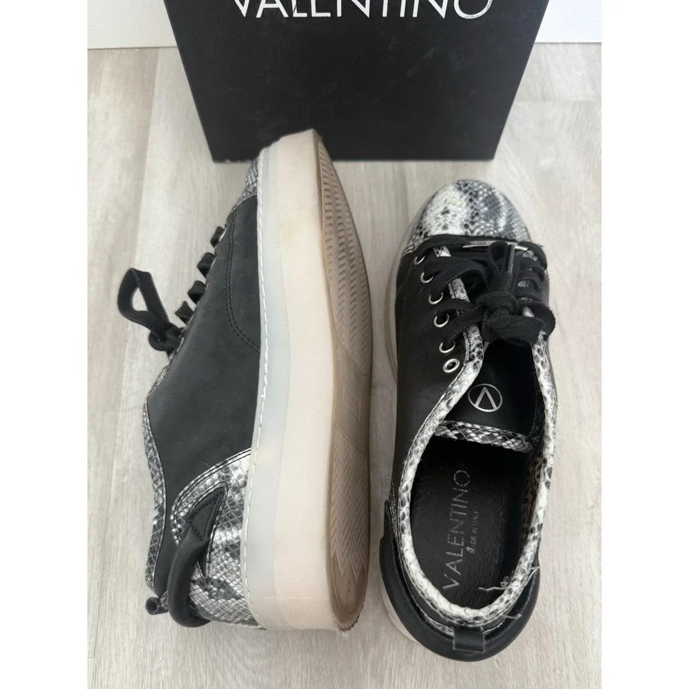 VALENTINO Dalia Black Snakeskin Platform Sneakers Made in Italy Size 9.5